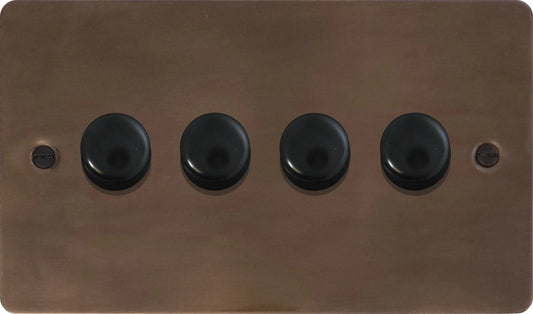 Flat Medium Bronze 4 Gang LED Dimmer