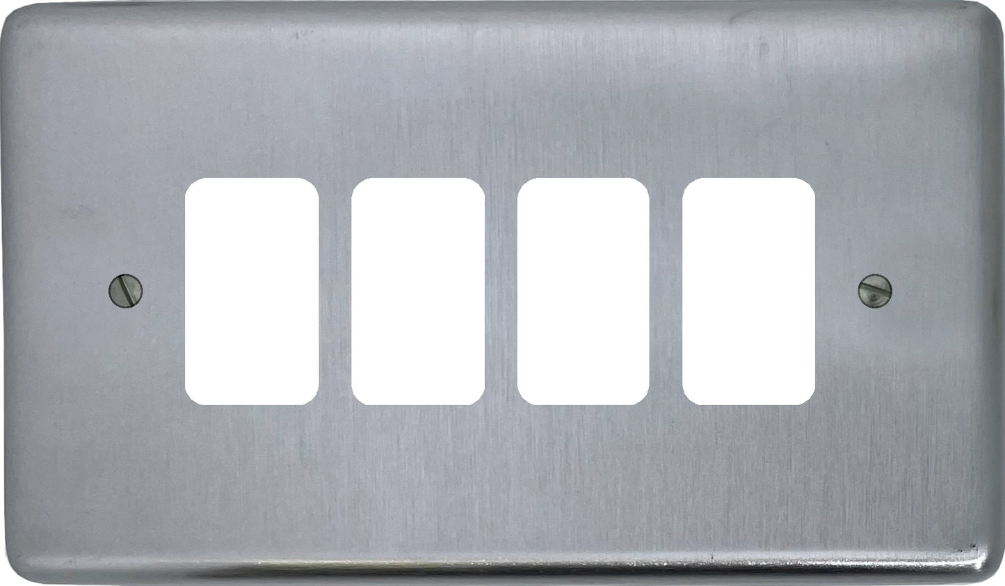 Contour Satin Chrome 4 Gang Grid Plate