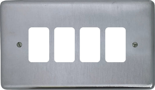 Contour Satin Chrome 4 Gang Grid Plate