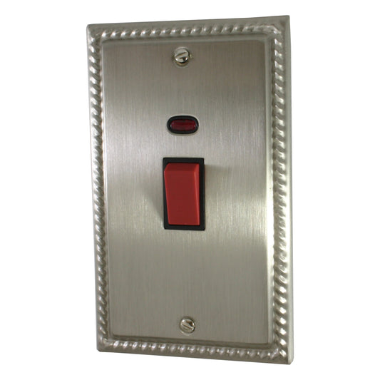 Georgian Satin Nickel 45 Amp Dp Switch & Neon L/Plate