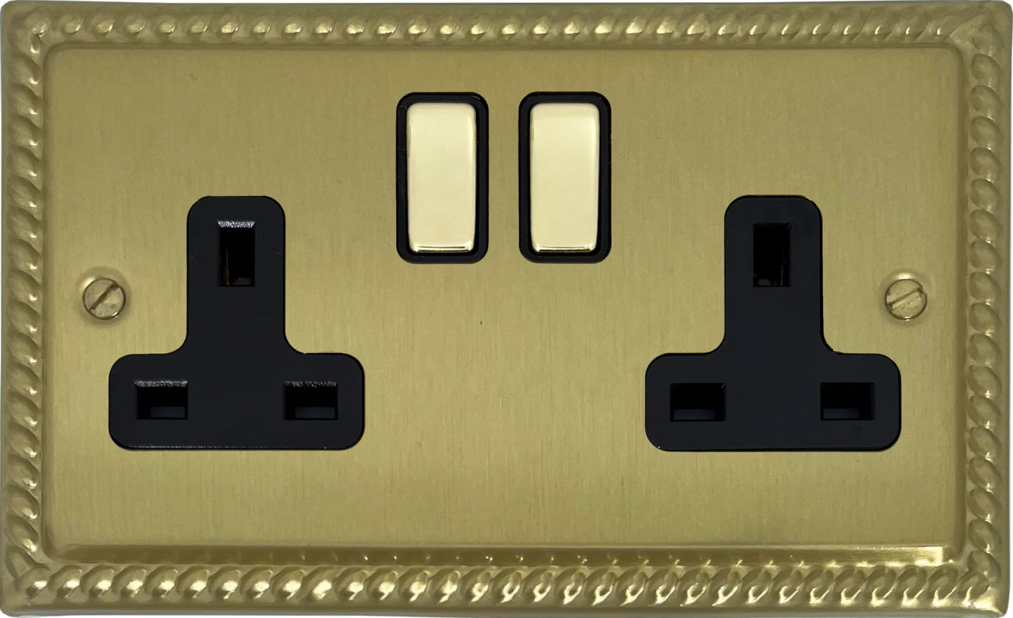 Monarch  Satin Brass  2 Gang Socket