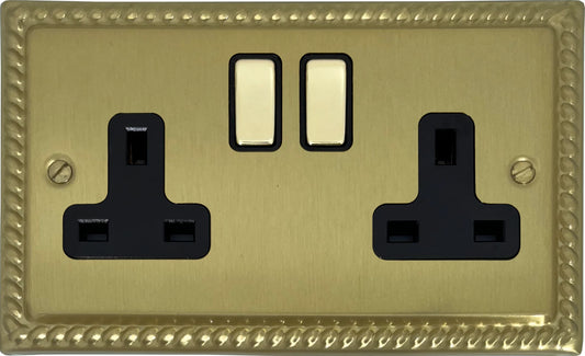 Monarch  Satin Brass  2 Gang Socket