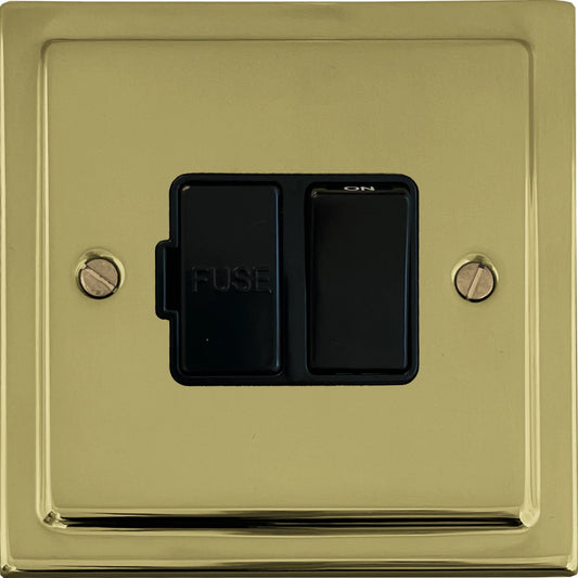 Victorian Unlacquered Brass Switched Fused Spur - Victorian Cast range electrical spur