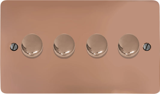 Flat Bright Copper 4 Gang 120W LED Dimmer