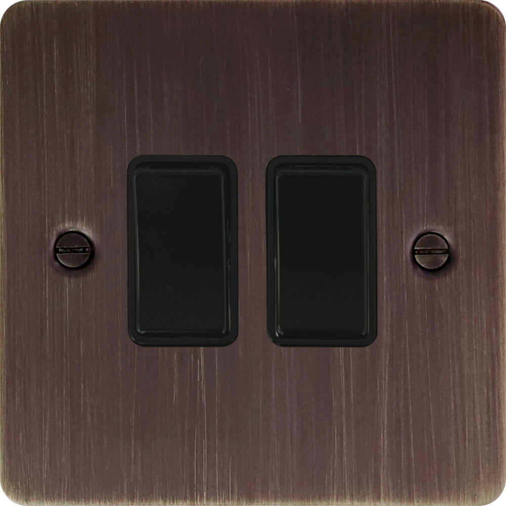 Flat Antique Copper 2 Gang 2 Way Switch