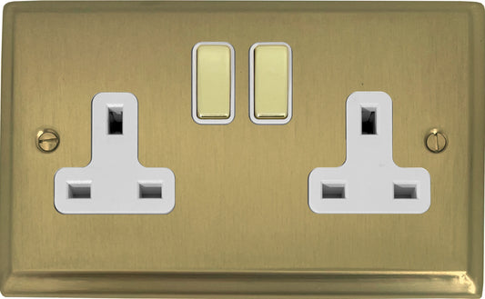 Deco  Satin Brass  2 Gang Socket