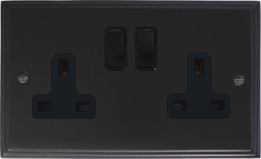 Victorian  Flat Black  2 Gang Socket