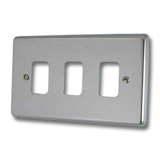 Contour Polished Chrome 3 Gang Grid Plate