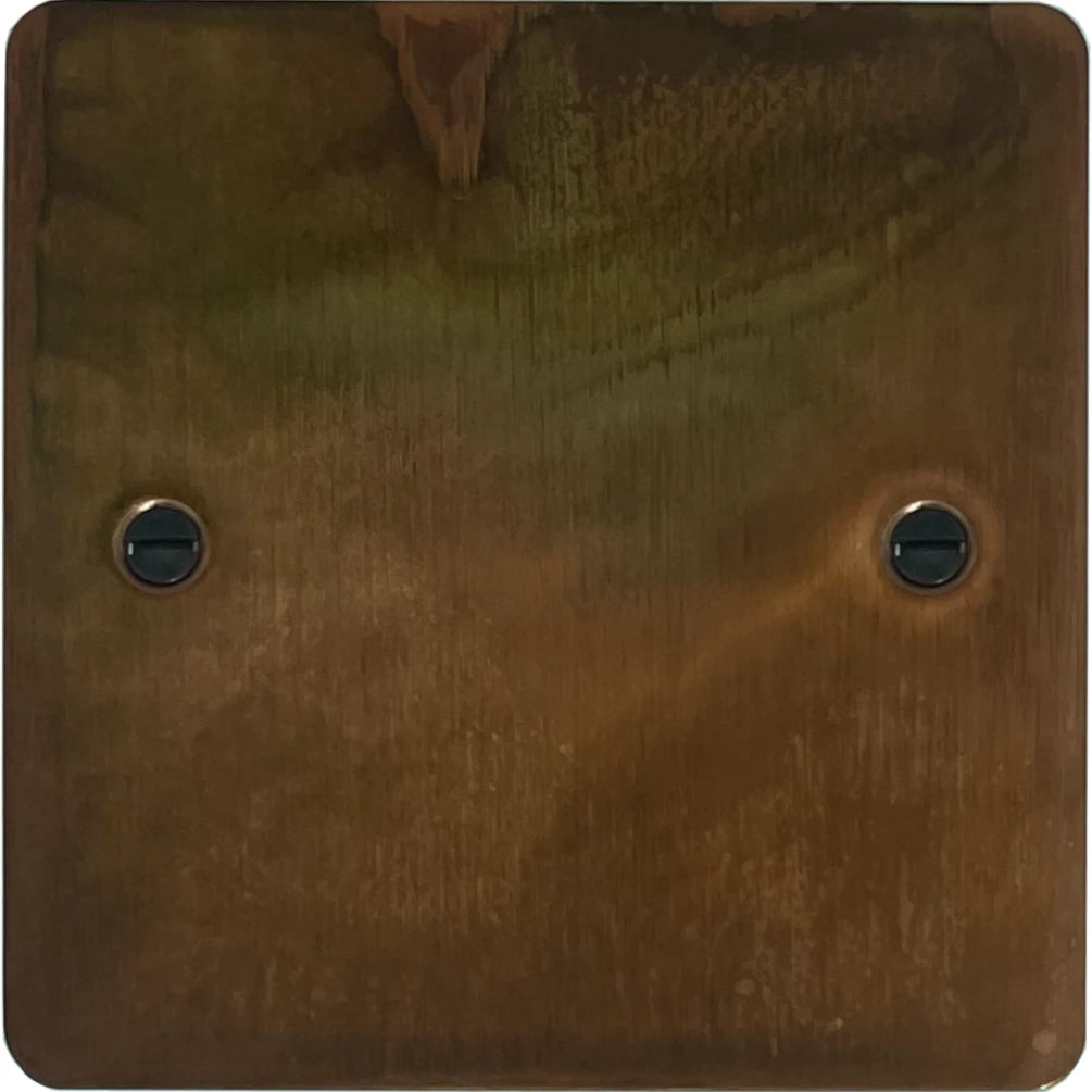 Flat Tarnished Copper 1 Gang Blank Plate