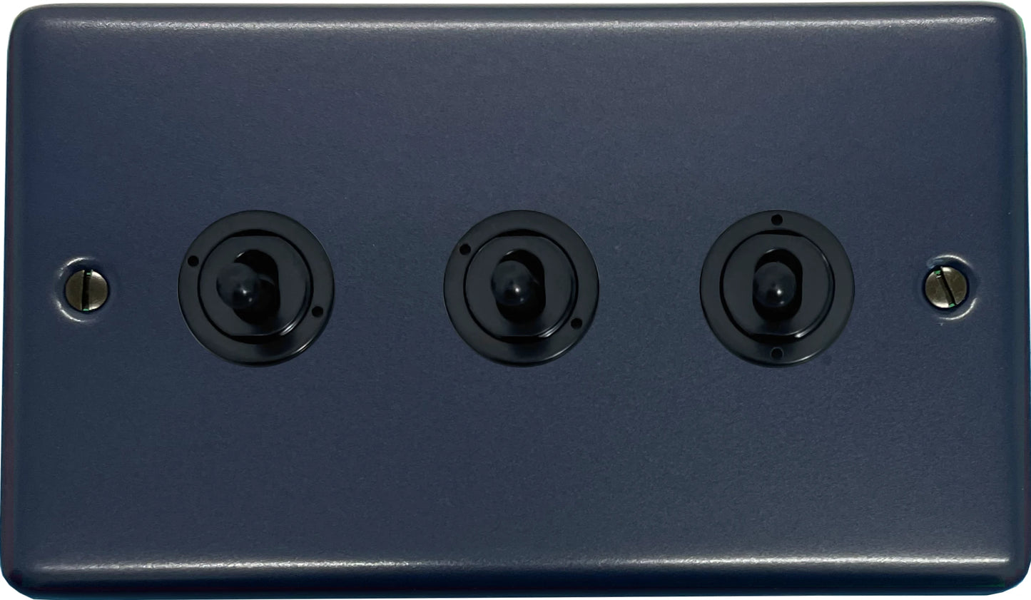 Contour Blue 3 Gang Toggle Switch (Flat Black Toggle)