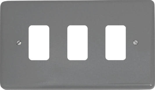 Contour Light Grey 3 Gang Grid Plate