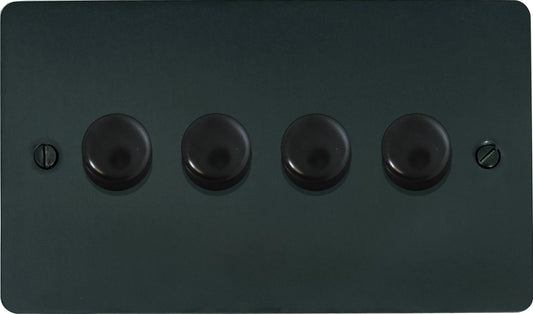 Flat Black Bronze LED Dimmer (4 Gang)