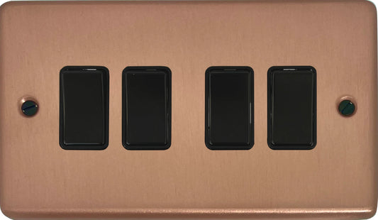 Contour Rose Gold 4 Gang Switch Black Rocker