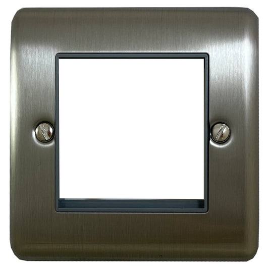 Basics Brushed Steel 1 Gang 2 Module Data Plate
