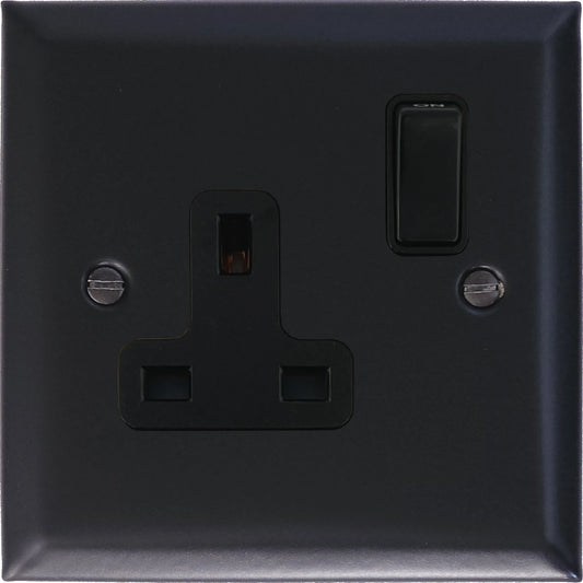 Spectrum Flat Black  1 Gang Socket