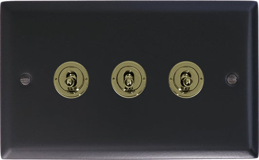 Spectrum Flat Black  3 Gang Toggle Switch