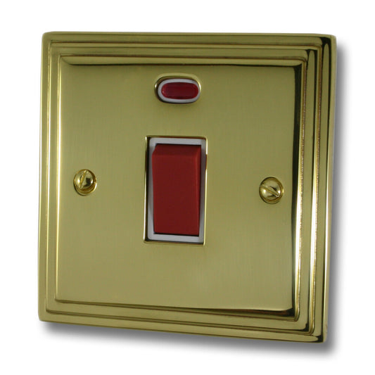 Victorian Polished Brass 45 Amp Dp Switch & Neon