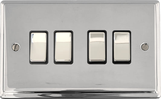Deco Polished Chrome 4 Gang 2 Way Switch
