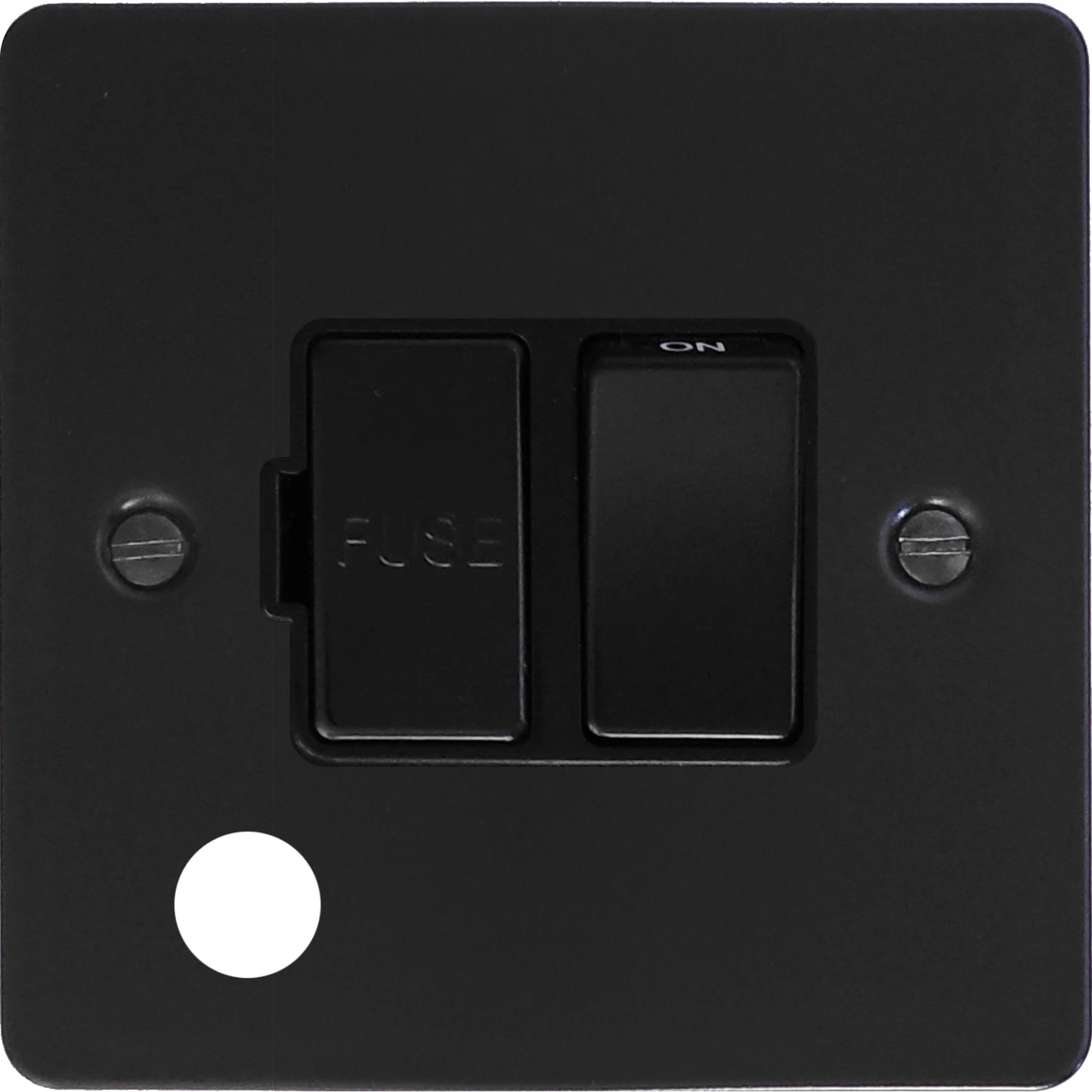 Flat Black Switched Fused Spur with Flex Outlet