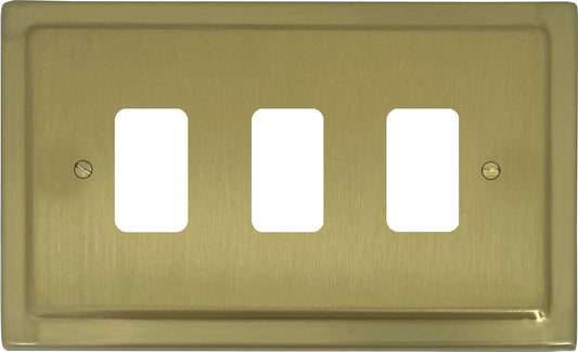 Trimline Satin Brass 3 Gang Grid Plate