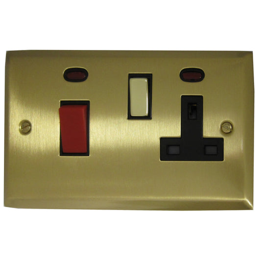 Spectrum Satin Brass Cooker Socket (Black Insert)