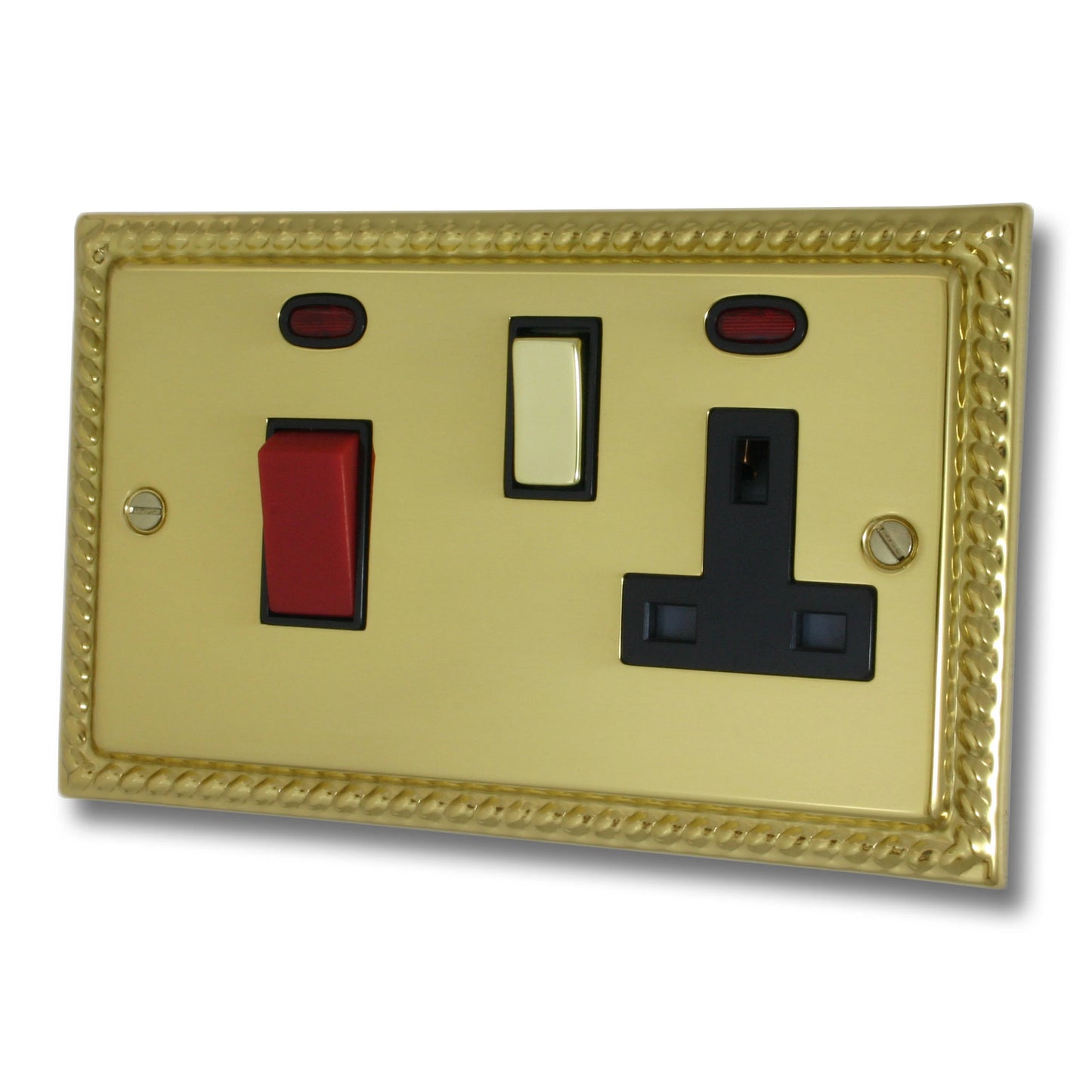 Georgian Polished Brass 45 Amp Switch & 13 A Socket