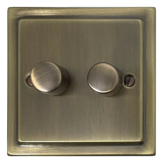 Victorian Light Antique Brass 2 Gang 120W LED Dimmer