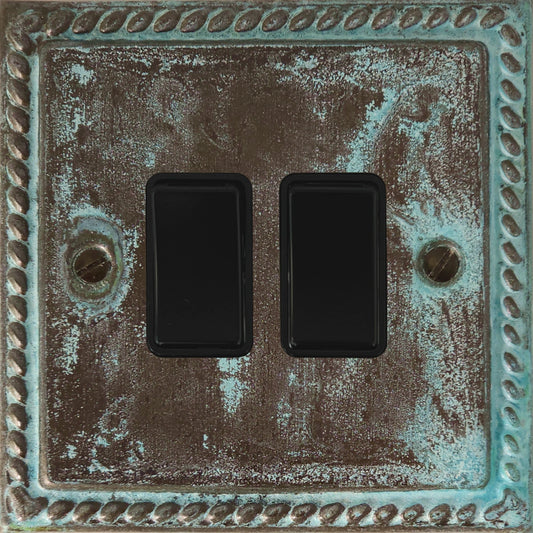 Georgian Verdigris 2 Gang 2 Way Switch