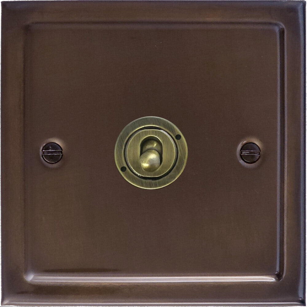 Victorian Medium Bronze 1 Gang Toggle Switch (Antique Brass Toggle)