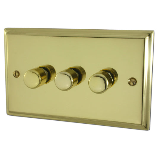 Deco Polished Brass 3 Gang 120W LED Dimmer