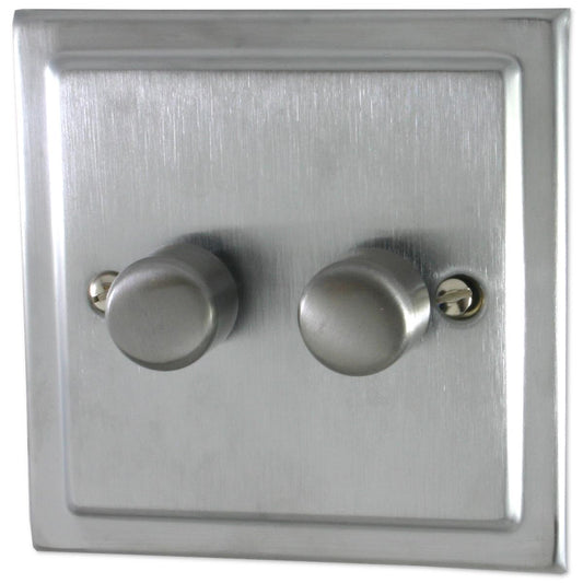 Victorian Satin Chrome 2 Gang Dimmer 400W