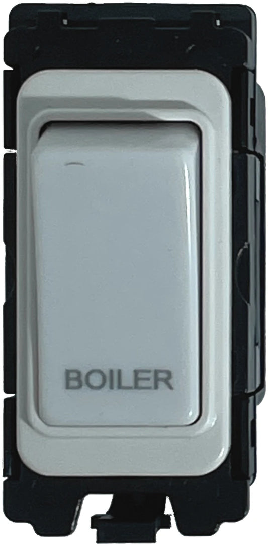 20A DP Switch - Engraved with - Boiler - All White Insert