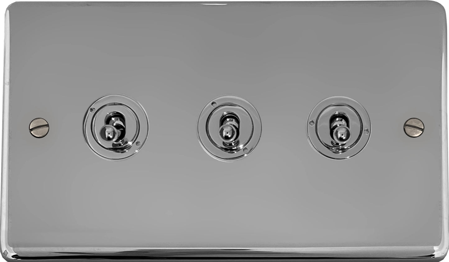 Contour Polished Chrome 3 Gang Toggle Switch