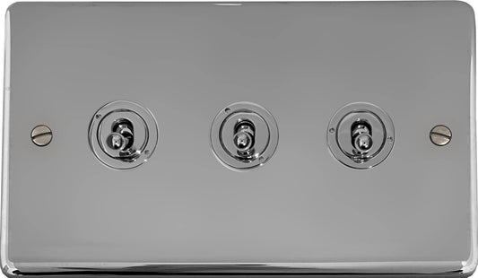 Contour Polished Chrome 3 Gang Toggle Switch