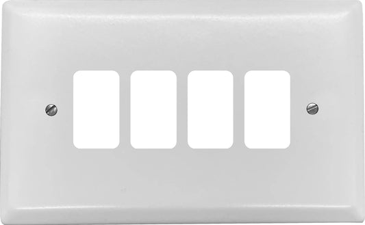 Spectrum Flat White 4 Gang Grid Plate