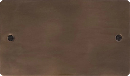 Flat Medium Bronze 2 Gang Blank Plate