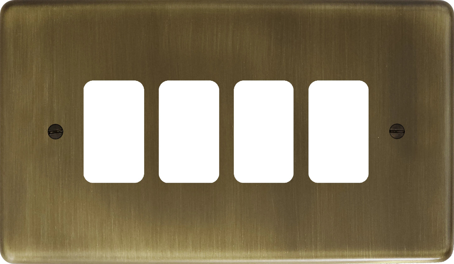 Contour Antique Brass 4 Gang Grid Plate