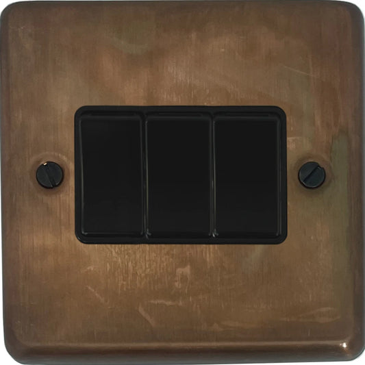 Contour Tarnished Copper 3 Gang 2 Way Switch