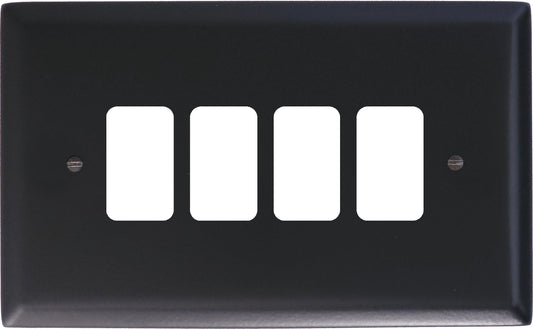 Spectrum Flat Black  4 Gang Grid Plate