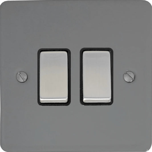 Flat Light Grey 2 Gang Switch