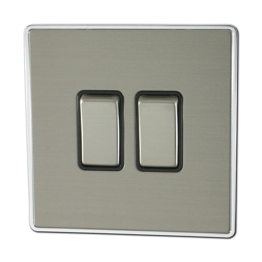 Lexus Brushed Steel 2 Gang Switch