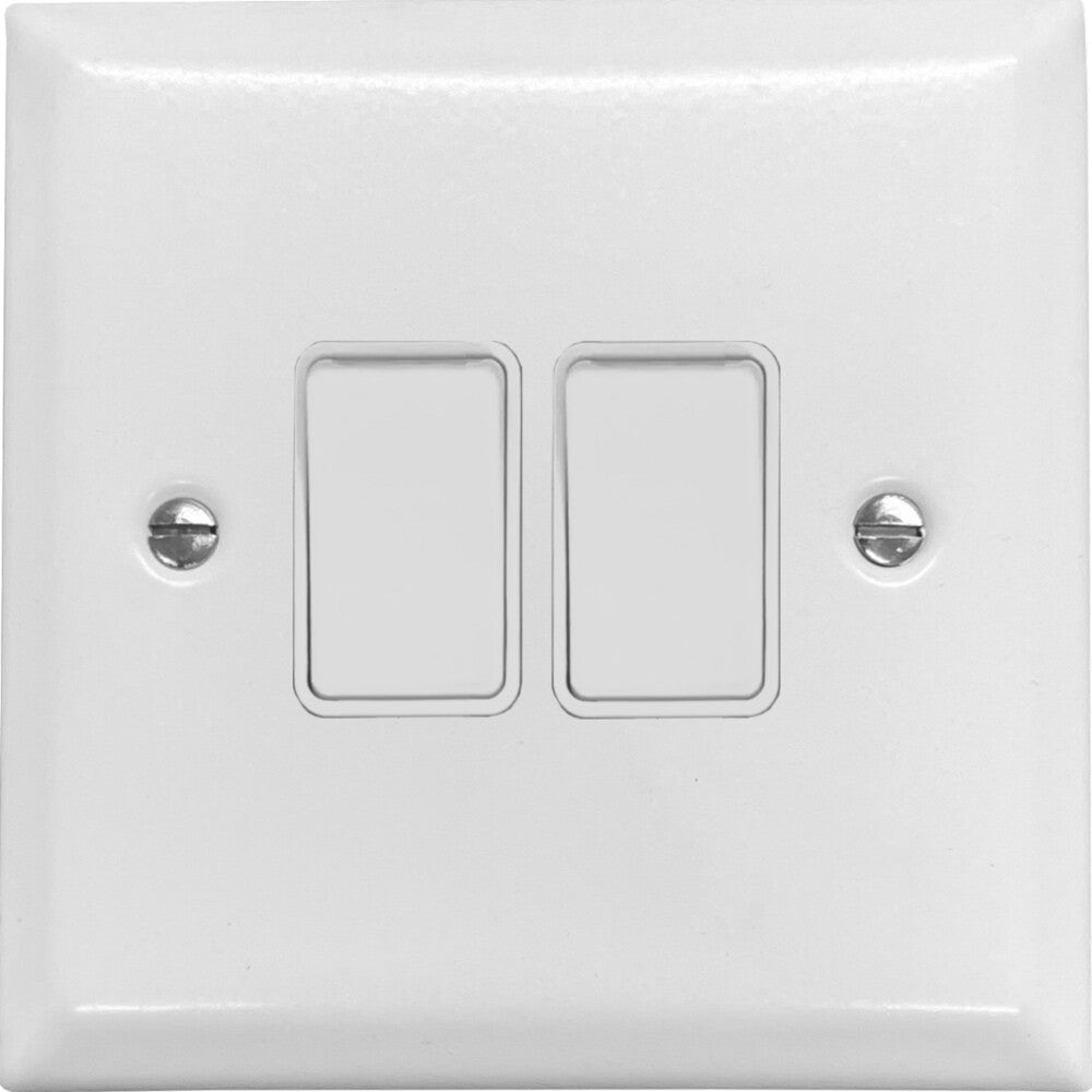 Spectrum Flat White 2 Gang 2 Way Switch