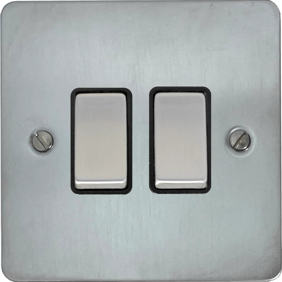 Flat Satin Chrome 2 Gang Switch