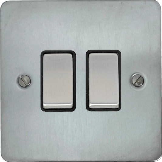 Flat Satin Chrome 2 Gang Switch