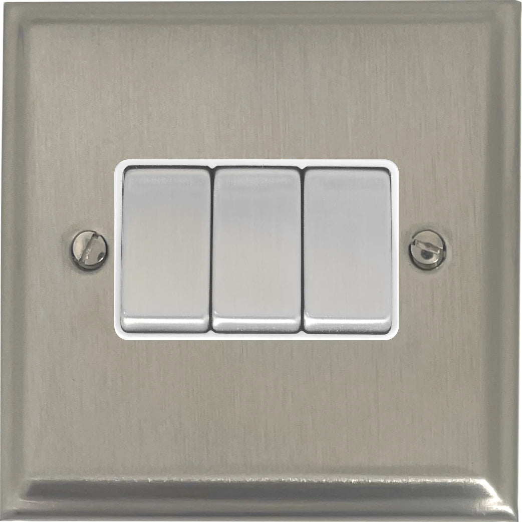Deco Satin Nickel 3 Gang Switch