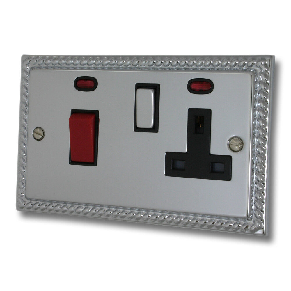 Georgian Polished Chrome 45 Amp Switch & 13 A Socket