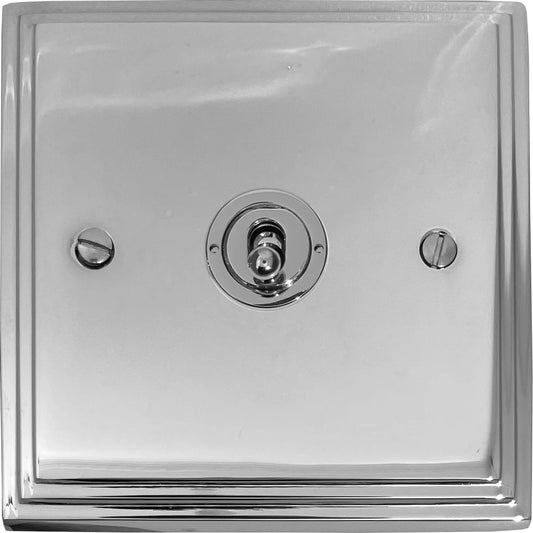 Victorian Polished Chrome 1 Gang Grid Toggle Plate (Plate Only)