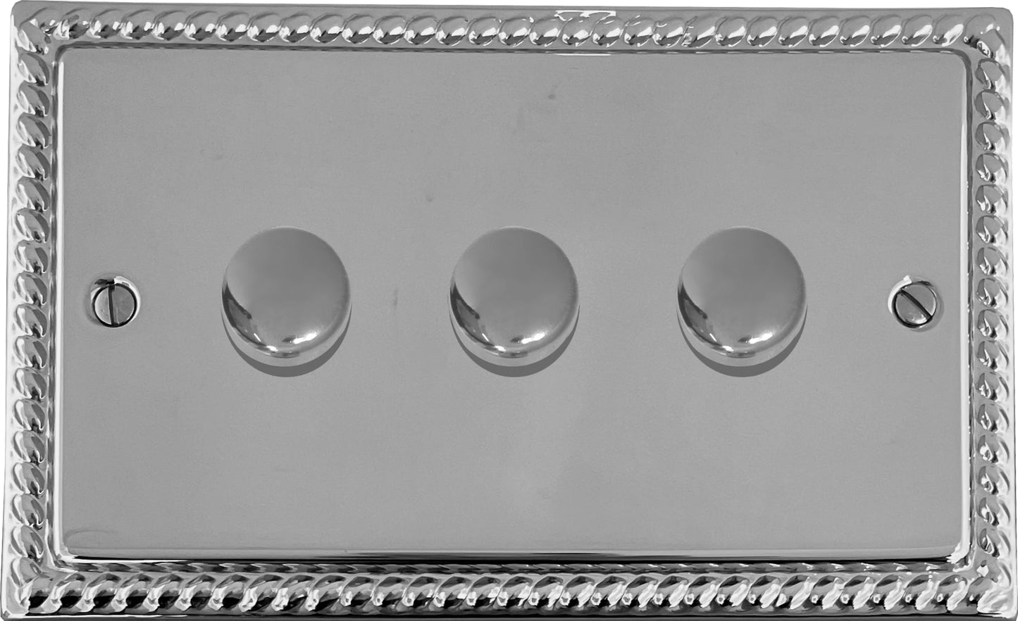 Georgian Polished Chrome 3 Gang 120W LED Dimmer