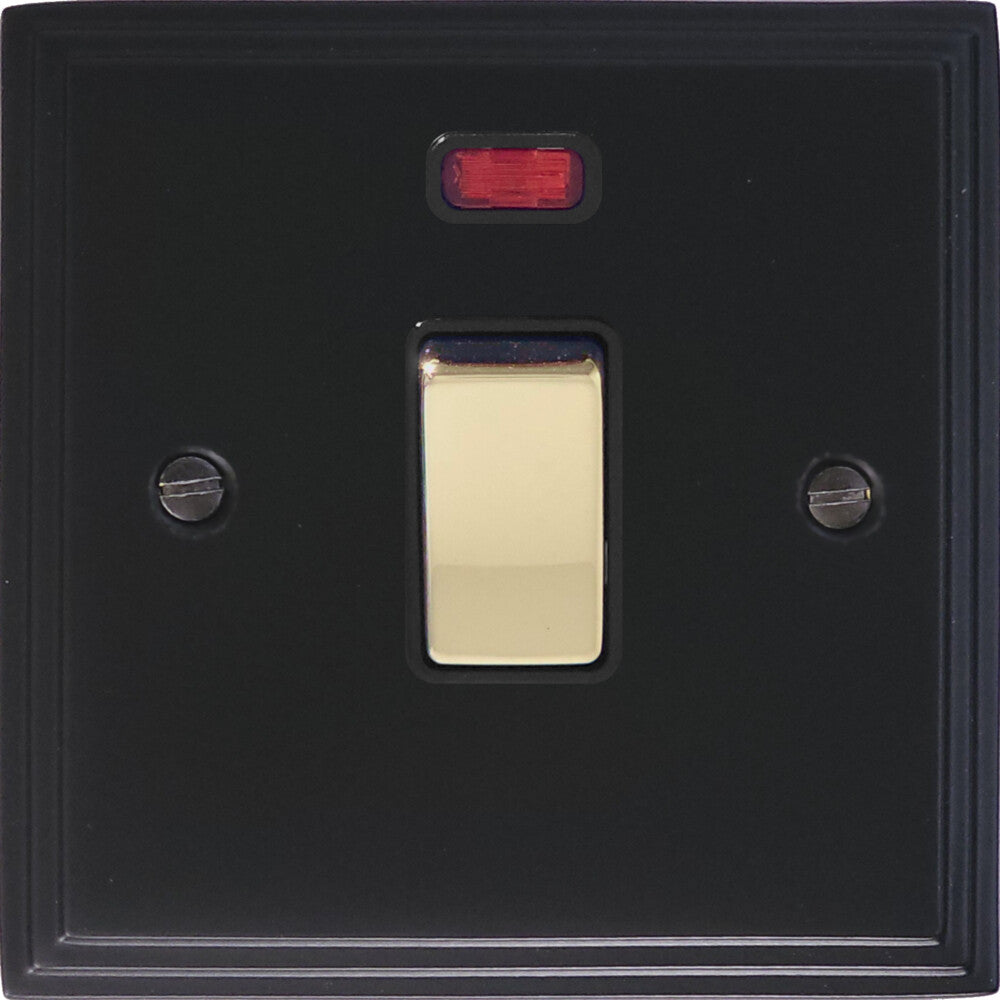 Victorian Flat Black 20A Dp Switch + Neon