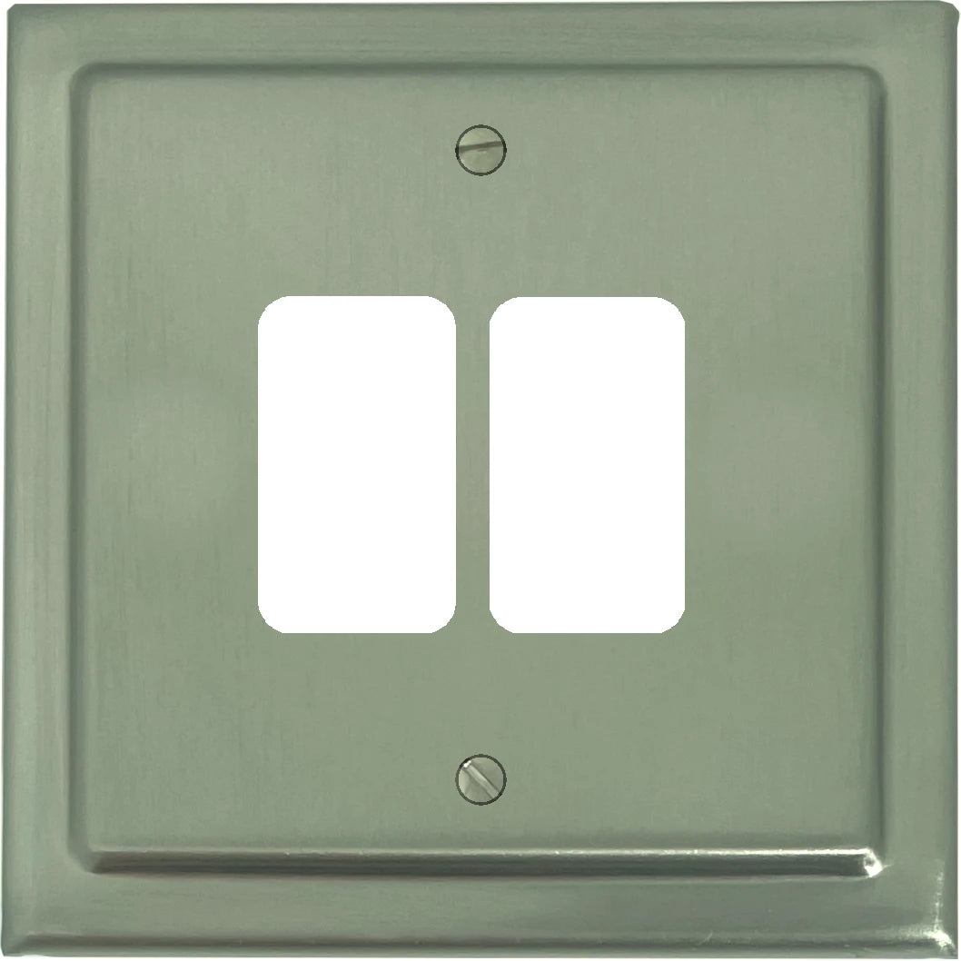 Victorian Satin Nickel 2 Gang Grid Plate
